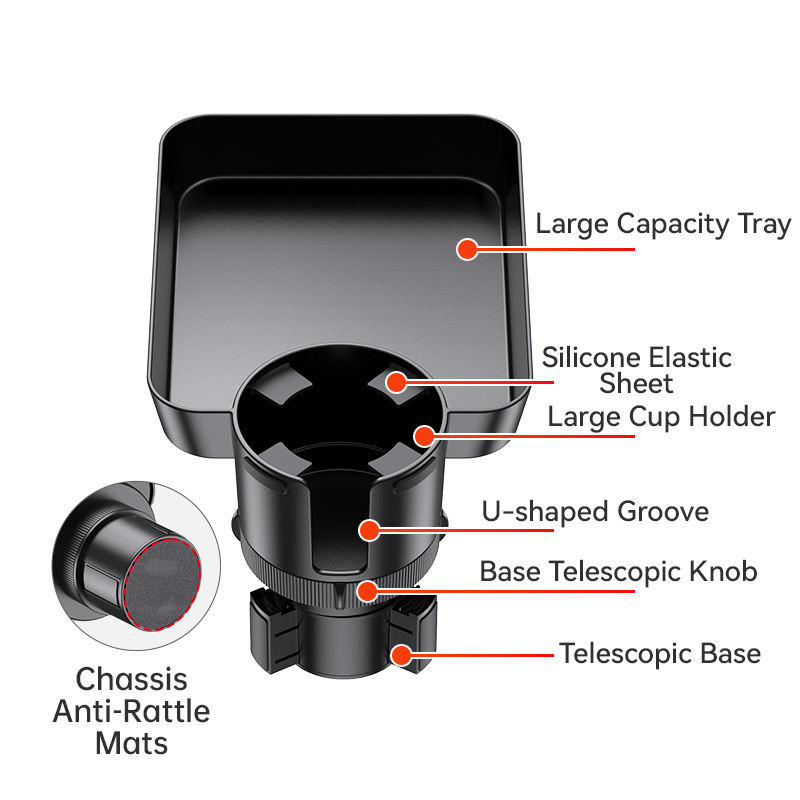 Multifunctio<i></i>nal Rotatable Car Cup Holder Tray - Universal Automotive Interior Accessory